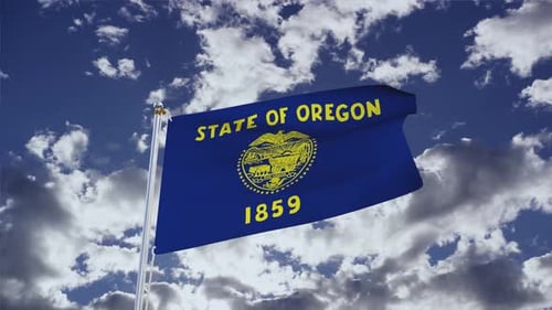 Waving Oregon State Flag in Realistic 3D Animation