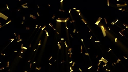 Fallende Goldbarren in Zeitlupe auf schwarzem isoliertem Hintergrund