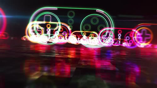 Futuristic Neon Game Controllers Digital Loop Background