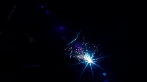 Heavy Industry Welder Welds Metal Parts for Car Repair
