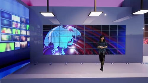 3D Virtual Tv Studio News B9013