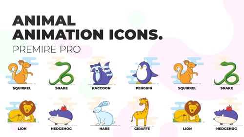 Animated Flat Design Animal Icons Pack for Video Projects