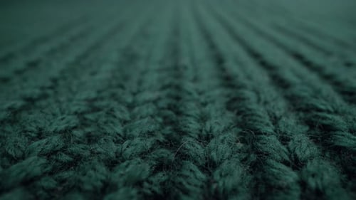 Knitted Green Wool Fabric Close Up Dolly