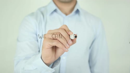 We Can Help, Man Writing on Screen