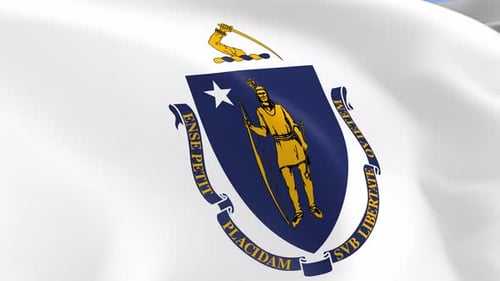 Realistic Looping Massachusetts State Flag Waving Animation