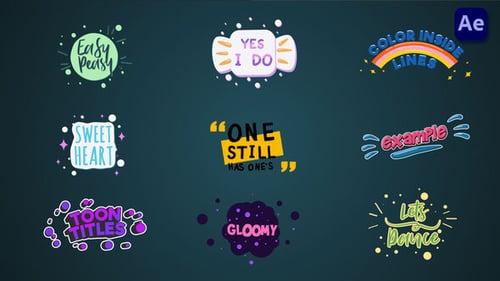 Whimsical Cartoon Text Animations with Colorful Overlays