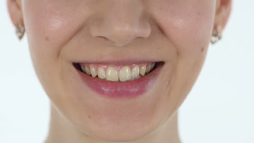 Smiling Woman's Mouth in Extreme Close Up