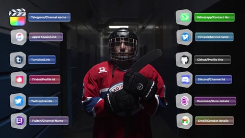 Modern Glass Social Media Lower Thirds with Animated Hexagon Icons