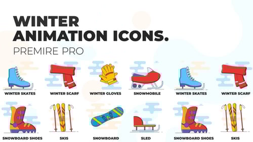 Animated Winter Sports Icons for Travel and Activity Projects