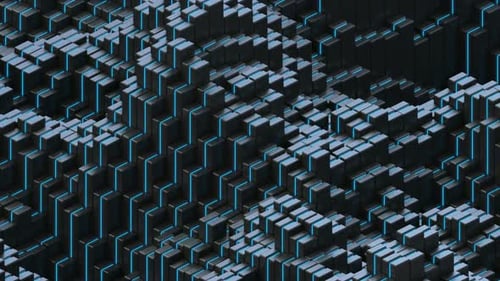 Abstract Digital Cubes with Blue Glowing Lines Technology Background