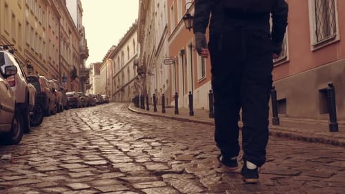 Man Travelling in Warsaw Poland