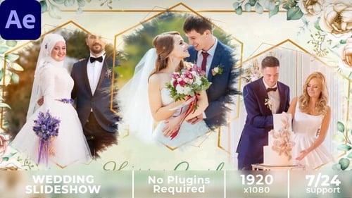 Elegant Floral Photo Slideshow with Golden Frames for Weddings