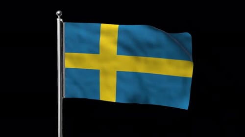 Realistic Waving Sweden Flag on Transparent Background