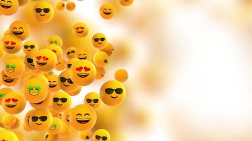 Animated 3D Emojis Flying Social Media Background