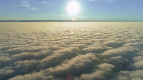 Drone Flying Over Beautiful Cloudscape on Sunrise. B Roll Footage of Skies
