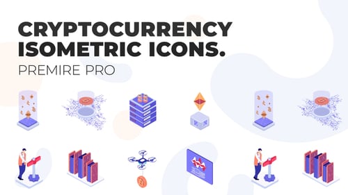 Animated Isometric Cryptocurrency and Blockchain Icons