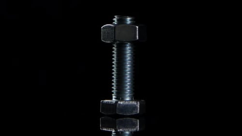 Shiny Metal Bolt with Two Nuts