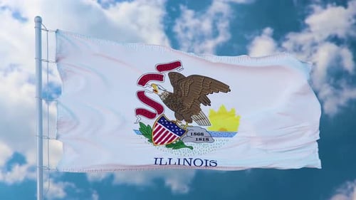 Realistic Waving Flag of Illinois State Animation