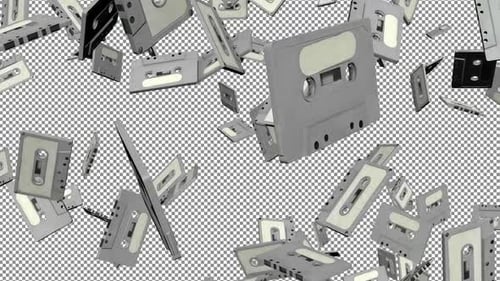 Retro Cassette Tapes Falling Animation Loop