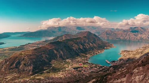 Shot From the Top of the Mountain Over Kotor Montenegro in Early Spring