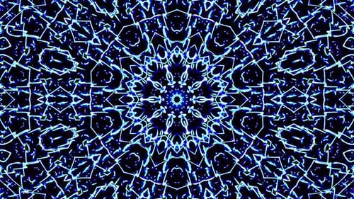 Energetic Blue Kaleidoscope Abstract Pattern Loop Background
