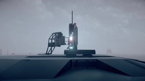 Rocket Launching Arena Preparing To Flight Hud Hologram 4k