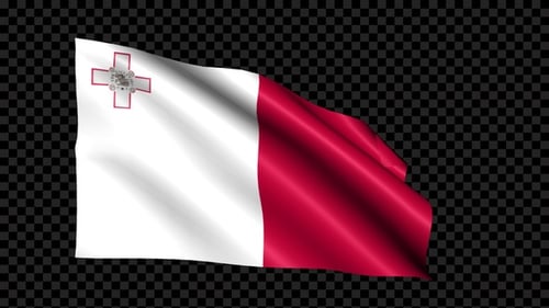 Waving Malta Flag Seamless Loop with Alpha Channel