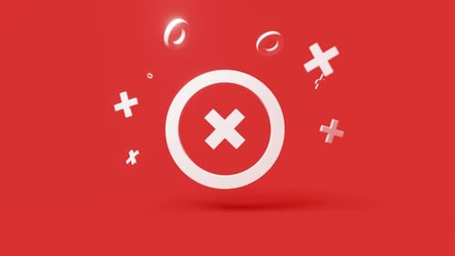 Error 3d icon on a simple red background 4k seamless animation loop