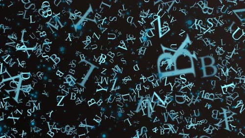 Abstract Animated Blue Glowing Alphabet Letters