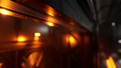 Futuristic Dark Data Center with Metal and Lights