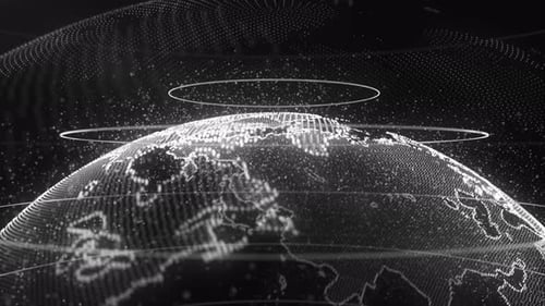 Futuristic Digital Earth Globe Rotating Network Background