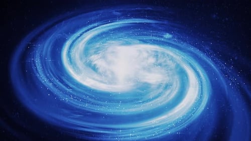 Animated Blue Swirling Galaxy Nebula with Shimmering Stars