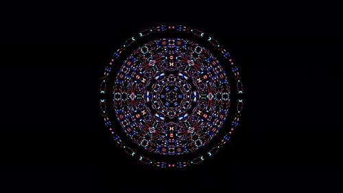 animierte runde Form mehrfarbiger blinkender Lichter auf schwarzem Hintergrund