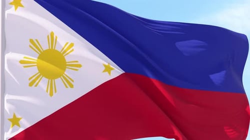 Philippines National Flag Waving in Realistic Wind