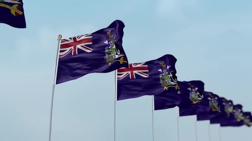 South Georgia And The South Sandwich Islands Row Of Flags A