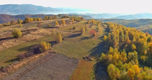 Panorama of Mountains of Meadows in Autumn a Place Nature in the Mountainous Area