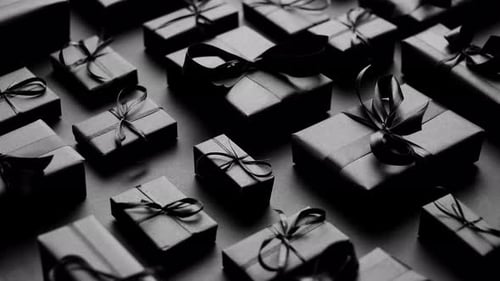 Stylish Gifts Wrapped with Ribbons in Monochrome