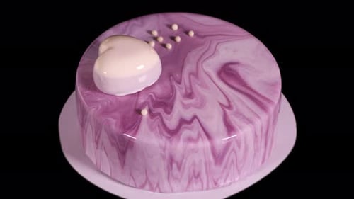 Purple Glaze Cake with Heart Decoration