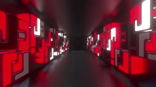 Colorful Cube Neon Tunnel 04 Hd