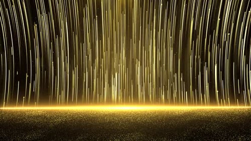 Abstract Golden Particles Falling on Stage Background