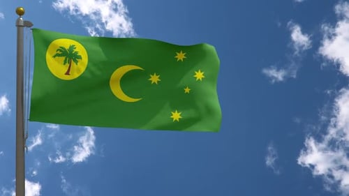 Christmas Island Flag Waving in Blue Sky