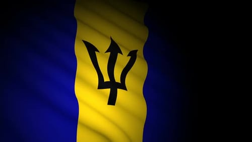 Barbados National Flag Waving Seamless Loop