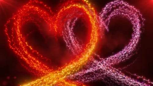 Glowing Particle Hearts Intertwine Romantic Animation
