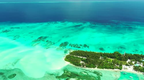 Natural overhead clean view of a white sand paradise beach and blue ocean background