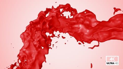 Dynamic Red Fluid Splash Reveal with Alpha Channel