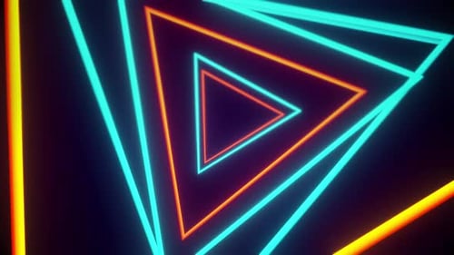 Vj Tunnel Of Orange And Blue Triangles Looping Seamlessly