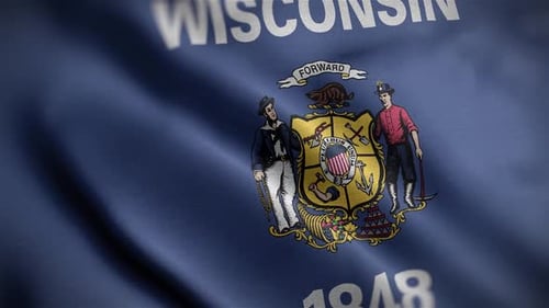 Waving Flag of Wisconsin State Seal Animation