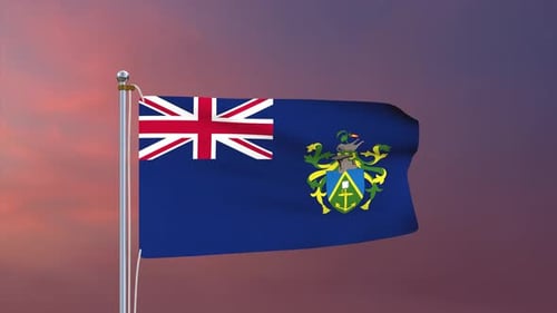 Pitcairn Islands Flag Waving Loop Animation