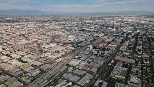 Streets with Traffic Houses and Trees Los Angeles Suburbs in California USA