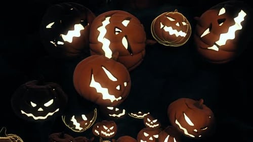 Glowing Spooky Jack-o'-Lanterns Animation for Halloween Background